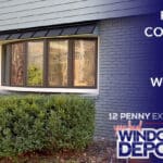 New Marvin Elevate bow window replacing fogged vinyl unit on front of Westford home